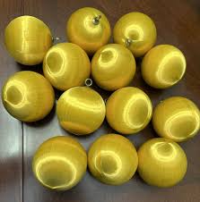 VTG Christmas Ornaments SHINY BRITE GOLD Satin Unbreakable ...