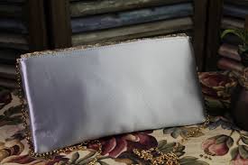 Silver w/ Gold Evening Bag Lace Flower Embroidery and Tassel ...