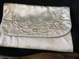 Vintage Satin Lingerie Hosiery Bag Seed Pearl & Sequins ...