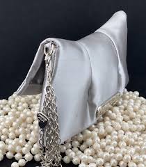 Elegant Pageant Prom Evening Handbag Purse Gray/Silver Satin ...