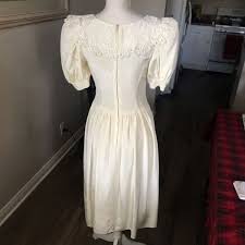 Gunne Sax Jessica McClintock Formal Midi Cream Lace Collar Dress Size 4 | eBay