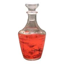 Vintage Asian Inspired Orange & Black Decanter | Chairish