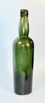 1800's Bottle Olive Green Bubble Neck Applied Top Heavy ...