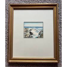 Vintage Original Seascape Framed Watercolor Painting by Helen Schepens-Kraus | Chairish