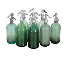 Vintage Hand Blown Green Glass Soda Syphon Seltzer Bottles ...