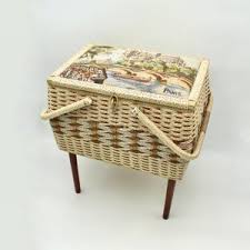 LARGE Vintage Wicker Sewing Basket With Legs - Singer Brand ...