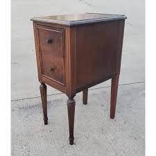 1920s Victorian Two-Drawer Burl Walnut Bedside Table | Chairish