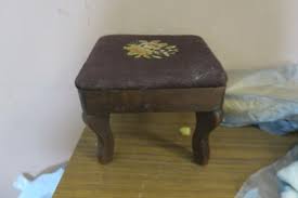 Vintage Handmade Needlepoint Wood Frame Leg Footstool Bench ...