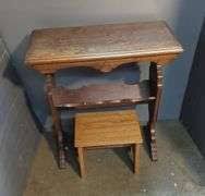 Vintage Wood Side Table With Magazine Rack, 24.5" x 24" x 12 ...