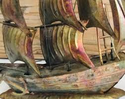 Vintage Copper Sail Boat, Copper Metal 3 Mas,t Pirate Ship ...