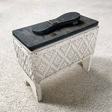 Vintage 1950s Wicker Shoe Shine Box With Wood Foot Stand & Brushes - Beautiful!! | eBay