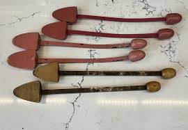 Vtg Shoe Stretchers Pink / Brown Metal and Wood 1950's Tree ...