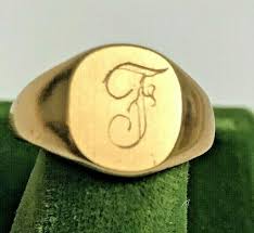 Vintage 10KT Gold Filled Stamped & Engraved Monogram F Ring ...