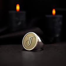 Custom Initial Signet Ring: Gold or Sterling Silver ...