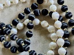 Art Deco Black White Silk Beaded Vintage Necklaces Lot of ...