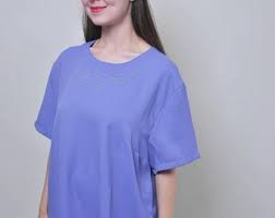 90s Purple Minimalist Blouse, Vintage Flowers Embroidery ...