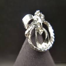 70'80's Ribbon Motif Curved Rhinestone Decoration Vintage ...