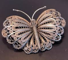 Striking Large Vintage 1930's Filigree Sterling Silver Butterfly ...