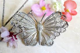 Sterling Butterfly Filligree Pin/brooch Large Vintage ...