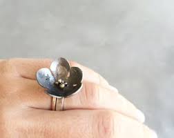 Flower Ring Large Cocktail Ring Oxidized Sterling Silver Cherry Blossom Jewelry - Etsy
