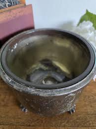 Vintage French Country Cottage Silver Plated Metal Footed ...