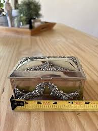 Vintage Godinger Silver Plate Jewelry Box - Red Velvet Lined Ornate Dresser Vanity Box - Etsy