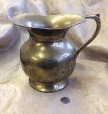 Vintage Solid India Brass 6” Wide Spout Pitcher Lots Of ...