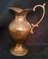 Brass Pitcher Vintage Ornate Handle India Collectible Wide ...
