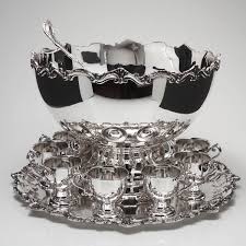Punch Bowl With Tray & 10 Cups | Made by the Bixby Silver ...