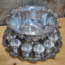 VTG Poole Silver Plate Punch Bowl Set 15 Pcs EPCA 426 | eBay