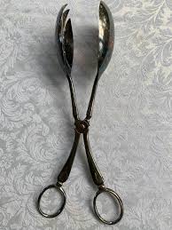 Vintage Silver Salad Tongs, Silver Plated Serving Utensils ...