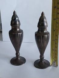 Antique Vtg Wm A Rogers Art Deco Silver Plate Salt & Pepper Set Patina | eBay