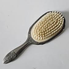 Vintage Silver Plate Vanity Set of Four items with Glass and Crystal Dressing Set | EstateSales.org