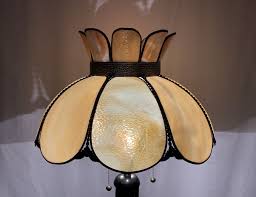 Antique Vtg Large Slag Glass Lamp Shade Victorian Art Deco Beige Caramel Tiffany | eBay