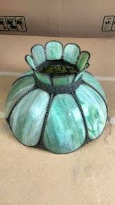green and white slag glass lamp shade - Lil Dusty Online Auctions - All Estate Services, LLC