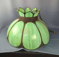 Vintage Slag Glass And Metal Hanging Light Fixture, 16" x 24" Dia, Untested, Cord Needs Repair - Mayo Auction & Realty