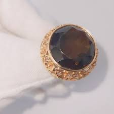 Vintage Smoky Quartz Cocktail Ring In 14kt Rose Gold