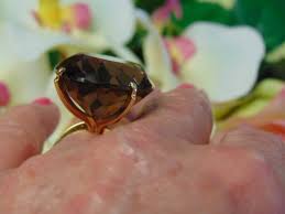 Vintage 18kt YG Smokey Topaz Ring: 30 Carat Solitaire - Etsy