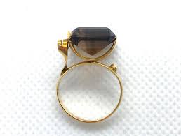 Estate 14K Yellow Gold Genuine Smoky Topaz Asymmetrical Ring ...