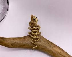 Vintage Golden Bronze Snake Ring - Serpent Statement Jewelry, Size 7.5 - Etsy