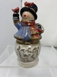 Snowman Porcelain Trinket Box - 5 inches tall, Christmas, Winter | eBay