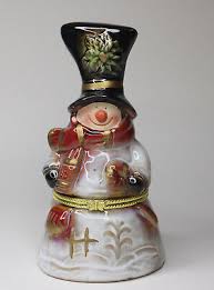 Snowman Hinged Trinket Box Black Top Hat Red Scarf | eBay