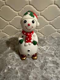 Vintage Ceramic Christmas Skiing Snowman Bell | Mercari