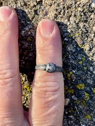 Solitaire Design With Rough Raw Sparkling Gray Natural ...