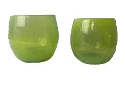 Handblown Candle Votives Green Art Two Glasses Bubble Glasses | eBay