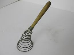 Vintage Egg beater Wire Wisk Wooden Handle Iron Spring | eBay
