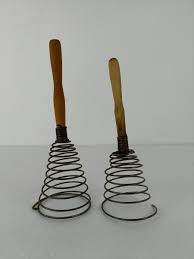 pair Vintage Egg beater Wire Wisk Wooden Handle Iron ...