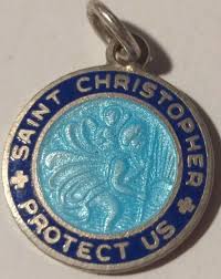 Vintage Art Deco BLUE Enamel St. Christopher Silver-Tone Medal Pendant VG fr/shp | eBay