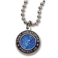 Dark Blue and Black St. Christopher 18in Necklace Two Pack MM-1843DB-BK