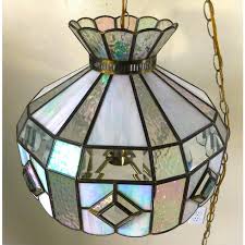 Vintage Mid Century Iridescent Stained Glass 5 Light Pendant ...